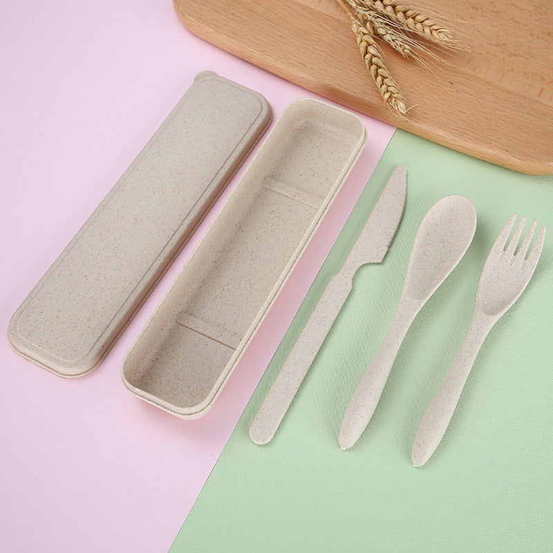 Wheat Straw Portable Cutlery Box Set - Premium 7 from ACEntDesigns - Just $10.68! Shop now at ACEntDesigns