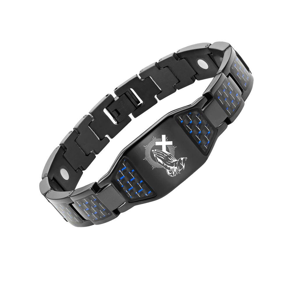 Carbon Fiber Titanium Steel Bracelet Magnet - Premium 7 from ACEntDesigns - Just $47.18! Shop now at ACEntDesigns