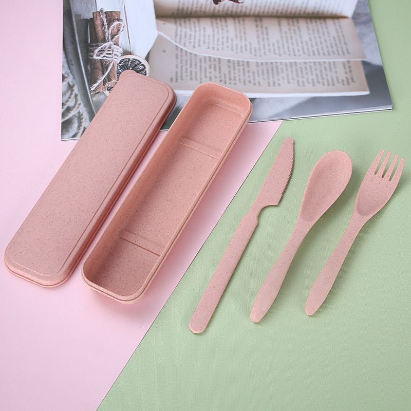 Wheat Straw Portable Cutlery Box Set - Premium 7 from ACEntDesigns - Just $10.68! Shop now at ACEntDesigns