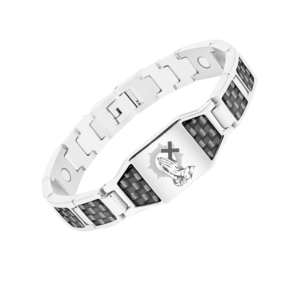 Carbon Fiber Titanium Steel Bracelet Magnet - Premium 7 from ACEntDesigns - Just $47.18! Shop now at ACEntDesigns